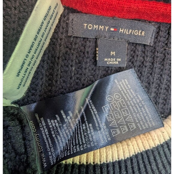 Tommy Hilfiger Wool Blend Ribbed Sweater Medium Pullover Bell Sleeves Crewneck - Picture 4 of 7